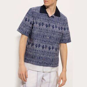 SALVATORE FERRAGAMO Men's Cotton Fondo Giotto Blue Shirt - Size XL